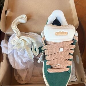 Women’s Adidas Grand Court Alpha 00’s Forest Green and Beige Sneakers